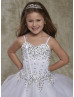 Beaded Tulle Sweetheart Neck Floor Length Flower Girl Dress With Cape